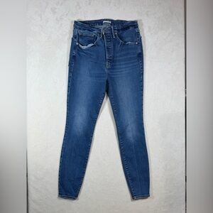 Good American Size 25 Deep Blue Skinny Cropped Stretch Performance Jeans
